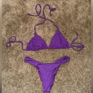 Purple cheeky bikini set